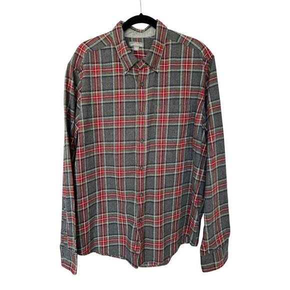 Eddie Bauer Men's Gray + Red Tartan Flannel Size XXL/2X - Picture 1 of 7